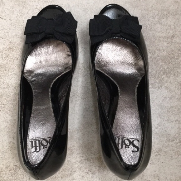 Sofft 8 Black Patent Leather Bow Shoes - Picture 3 of 9